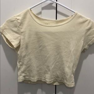Light Yellow Brandy Melville Croped Tee